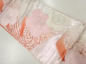 アンティーク　花扇に梅模様織出し袋帯（材料）